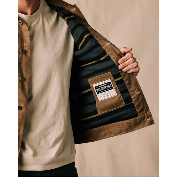 Huckberry Jackets & Coats Huckberry Flint Tinder Wool Lined Waxed Trucker Jacket Field Tan